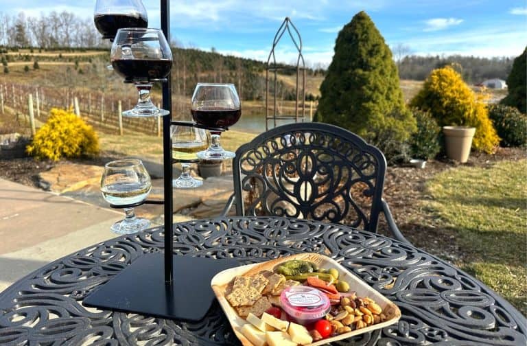 Linville Falls Winery Flight of Wine and Snacks